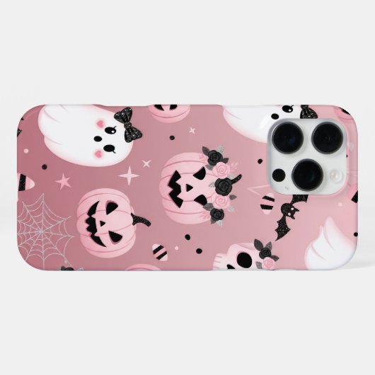 Spooky roze Halloween iPhone Hoesje (Achterkant horizontaal)