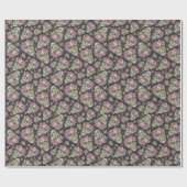 Spooky Roze Orchid Floral Skull Pattern Cadeaupapier (Vlak)