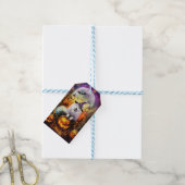 Spooky Samoyed hond Halloween heks en pompoen Cadeaulabel (Met Touw)