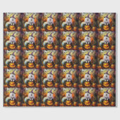 Spooky Samoyed hond Halloween heks en pompoen Cadeaupapier (Vlak)