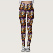 Spooky Samoyed hond Halloween heks en pompoen Leggings (Voorkant)