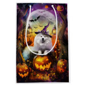 Spooky Samoyed hond Halloween heks en pompoen Medium Cadeauzakje (Voorkant)