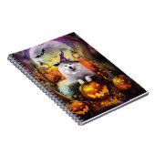 Spooky Samoyed hond Halloween heks en pompoen Notitieboek (Rechterzijde)