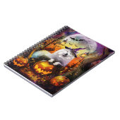 Spooky Samoyed hond Halloween heks en pompoen Notitieboek (Linkerzijde)