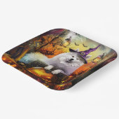 Spooky Samoyed hond Halloween heks en pompoen Papieren Bordje (Gebogen)