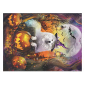 Spooky Samoyed hond Halloween heks en pompoen Tafelkleed (Voorkant (Horizontaal))