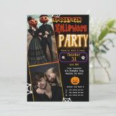 Spooky San Glow Halloween trendy fotofeest Kaart (Staand voorkant)