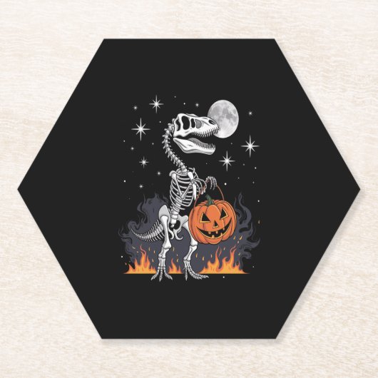 Spooky Saurus Halloween Dinosaur Kartonnen Onderzetters (Voorkant)