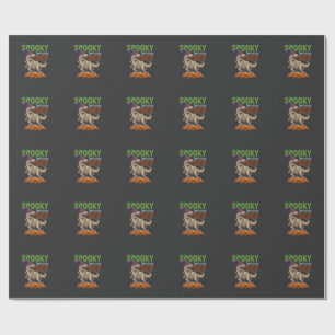 Spooky Saurus Rex Mummie Dinosaur Heksenhoed Pompo Cadeaupapier