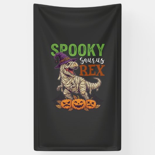 Spooky Saurus Rex Mummie Dinosaur Heksenhoed Pompo Spandoek (Verticaal)