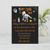Spooky Saurus T-Rex HALLOWEEN PARTY Kaart (Staand voorkant)