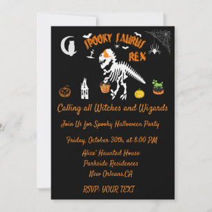 Spooky Saurus T-Rex HALLOWEEN PARTY Kaart