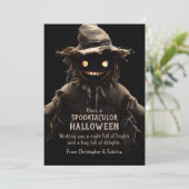 Spooky Scarecrow Halloween Groet Feestdagenkaart (Staand voorkant)