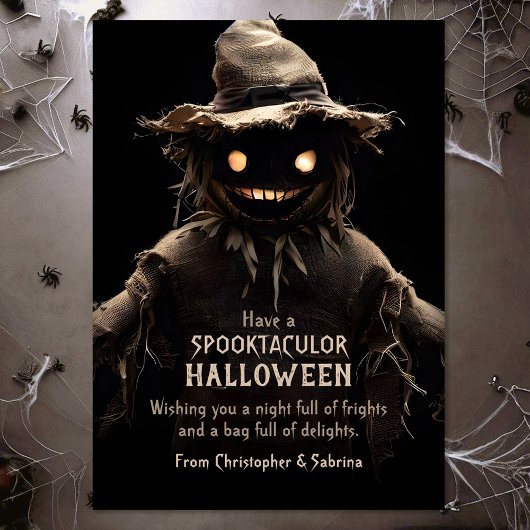Spooky Scarecrow Halloween Groet Feestdagenkaart