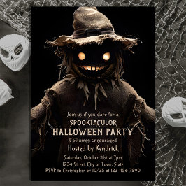 Spooky Scarecrow Halloween Kostuum Party Kaart