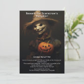 Spooky Scarecrow Halloween Party Uitnodiging (Staand voorkant)