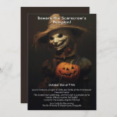 Spooky Scarecrow Halloween Party Uitnodiging (Voorkant / Achterkant)