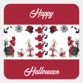 Spooky Scary Ghosts slaan dode bomen Halloween Vierkante Sticker (Voorkant)
