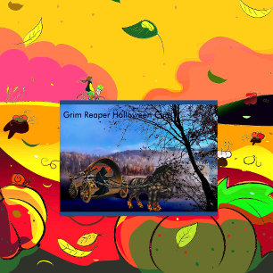 Spooky Scary Grim Reaper Death Horse Carriage Kaart