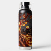 SPOOKY SCARY HALLOWEEN TREE WITH ORANGE PUMPKINS WATERFLES (Achterkant)