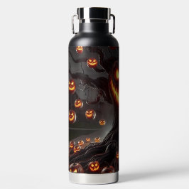 SPOOKY SCARY HALLOWEEN TREE WITH ORANGE PUMPKINS WATERFLES