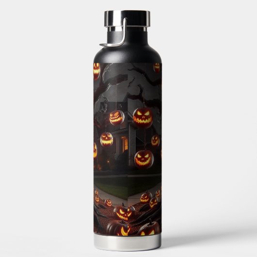 SPOOKY SCARY HALLOWEEN TREE WITH ORANGE PUMPKINS WATERFLES (Rechts)