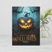 Spooky Scary Pumpkin Adult Halloween Party Kaart (Staand voorkant)