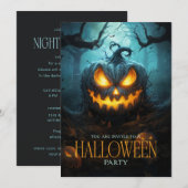 Spooky Scary Pumpkin Adult Halloween Party Kaart (Voorkant / Achterkant)