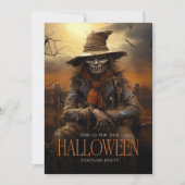 Spooky Scary Scarecrow Volwassen Halloween Party Kaart (Voorkant)