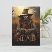 Spooky Scary Scarecrow Volwassen Halloween Party Kaart (Staand voorkant)