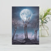 Spooky Scary Skeleton Undode Halloween Party Uitno Kaart (Staand voorkant)