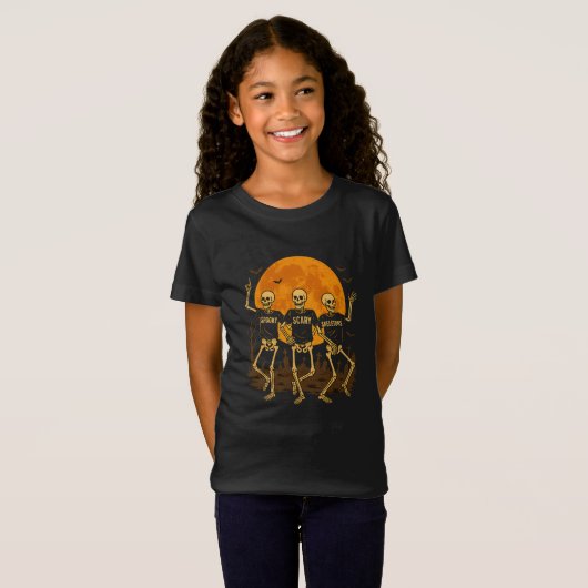 Spooky Scary Skeletons Halloween T-Shirt – Dansen (Voorkant volledig)