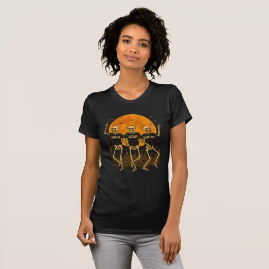 Spooky Scary Skeletons Halloween T-Shirt – Dansen (Voorkant volledig)