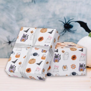 Spooky schattig halloween ghost waterverf stijl wi cadeaupapier