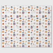 Spooky schattig halloween ghost waterverf stijl wi cadeaupapier (Vlak)