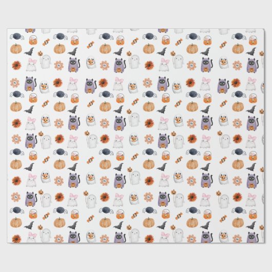 Spooky schattig halloween ghost waterverf stijl wi cadeaupapier (Vlak)