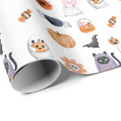 Spooky schattig halloween ghost waterverf stijl wi cadeaupapier (Rol Hoek)