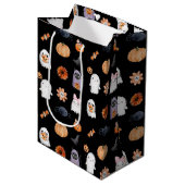 Spooky schattig halloween ghost waterverf stijl zw medium cadeauzakje (Voorkant Gekanteld)
