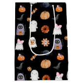 Spooky schattig halloween ghost waterverf stijl zw medium cadeauzakje (Achterkant)