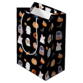 Spooky schattig halloween ghost waterverf stijl zw medium cadeauzakje (Achterkant Gekanteld)
