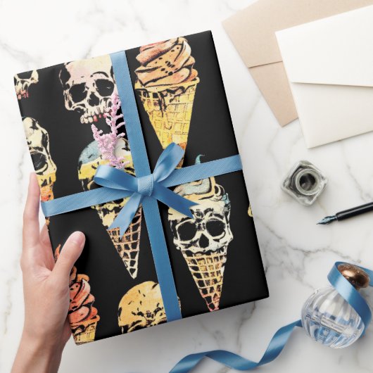 Spooky schattig Halloween schedel ijs Cadeaupapier (Geschenken)