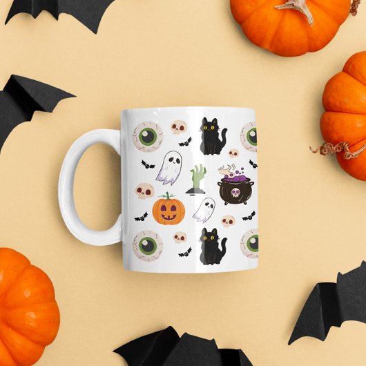 Spooky schattig halloween thema patroon koffiemok