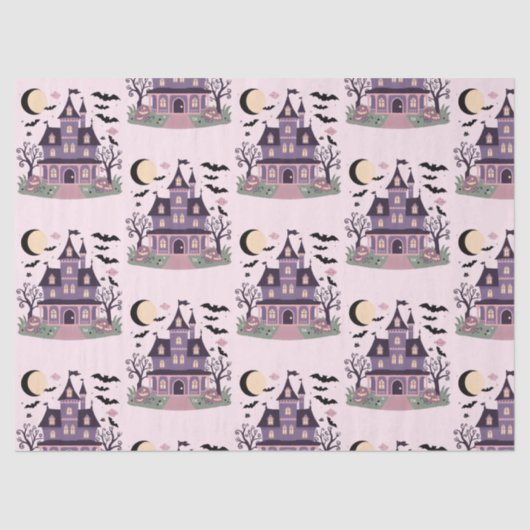 Spooky schattig herenhuis patroon tissuepapier (Voorkant)