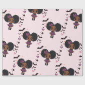 Spooky schattig paarse meisje afro-puff patroon cadeaupapier (Vlak)