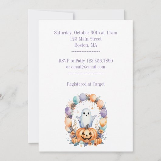 Spooky Schattige Baby shower Uitnodiging (Achterkant)