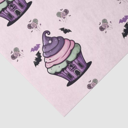 Spooky schattige Cupcake & Lollipops vleermuizen p Tissuepapier (Detail)