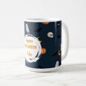 Spooky Schattige Donkerblauw Happy Halloween Ghost Koffiemok (Voorkant rechts)