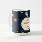 Spooky Schattige Donkerblauw Happy Halloween Ghost Koffiemok (Voorkant links)