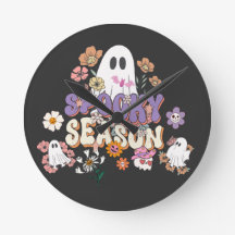 Spooky schattige geest met bloemen HalloweenWall C
