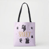 Spooky Schattige Geesten Licht Paarse Halloween Tote Bag (Voorkant)